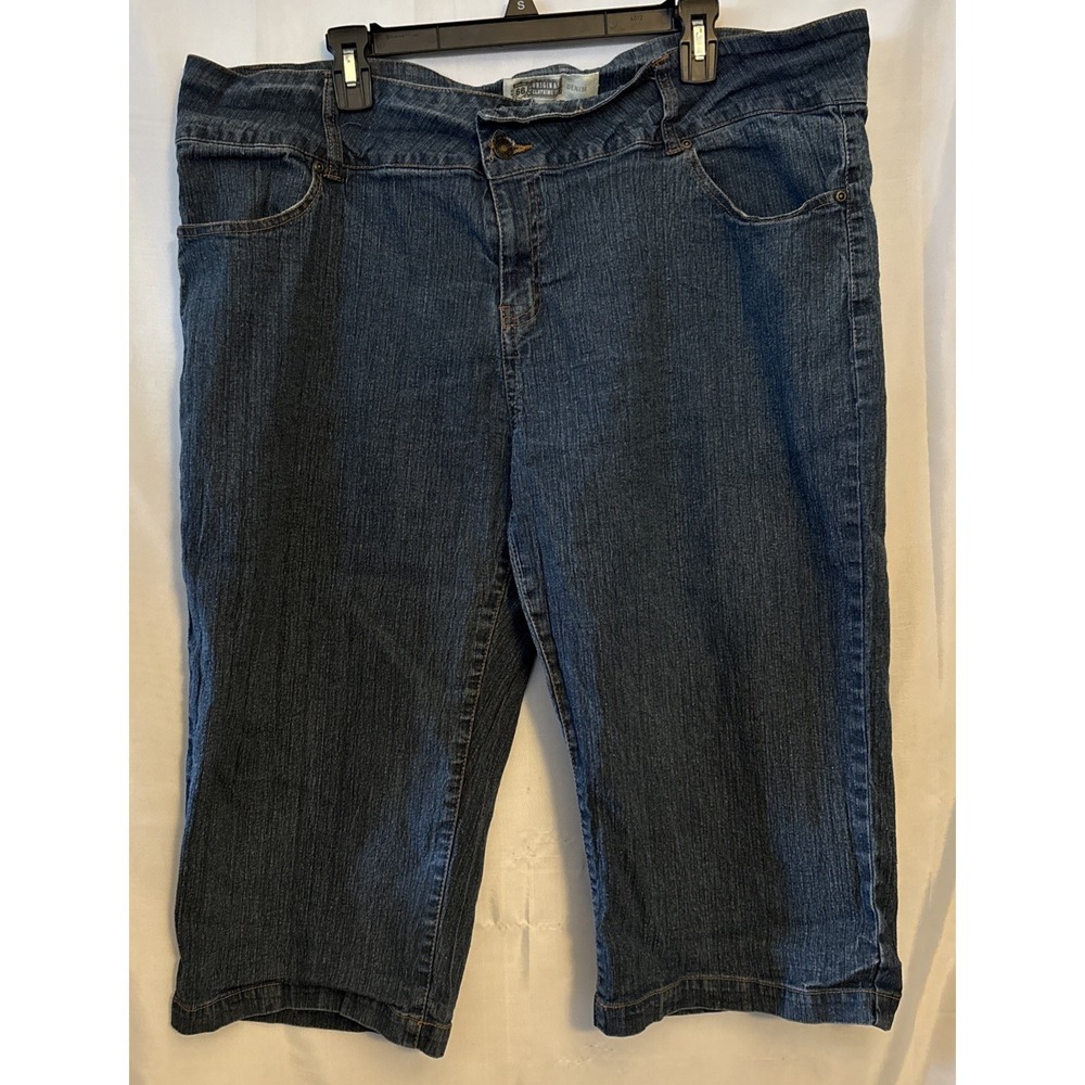 Route 66 Womens Capri‎ Jeans Blue Stretch Medium Wash High Rise Denim 42x18